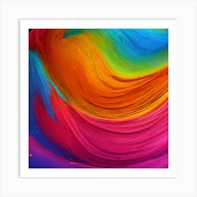 Abstract Brush at Rainbow color Art Print