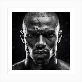 Black And White Portrait Of Boxer Art Print