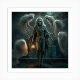 A Captivating Scene Depicting A Ghostly Figure Ris X Art Print