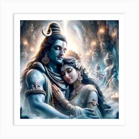 Lord Shiva And Mata Parvati Art Print