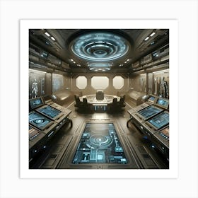 Impressive 3d Digital Art Showcasing Realistic Room Interiors Of Futuristic Spaceships With Photorealistic Textures, Shaders, And Lighting Poised At An Interesting Angle To Highlight Intricate Panels And Displays Art Print