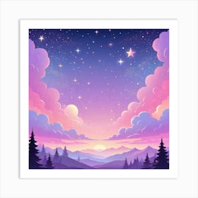 Sky With Twinkling Stars In Pastel Colors Square Composition 161 Art Print