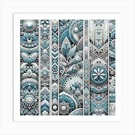 Blue And White Abstract Pattern Art Print