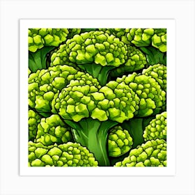 Seamless Pattern Of Broccoli 4 Art Print