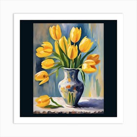 Yellow Tulips In A Vase Art Print