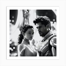 Black And White Portrait Of A Couple Art Print