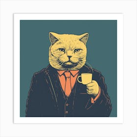 Cat In Business Suit 1 Art Print