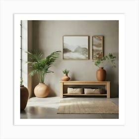 Room With Plants And A Bench Art Print