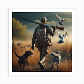 Hunter With Dogs Art Print