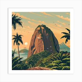 A Sugarloaf Mountain In Rio De Janeiro Lofi Illu 1719995814 1 Art Print