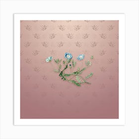 Vintage Shewy Nemophila Botanical on Dusty Pink Pattern n.2483 Art Print