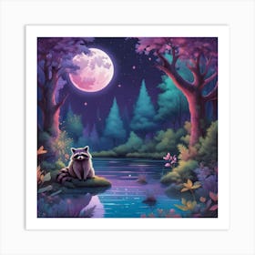 Raccoon In The Forest 3 Art Print