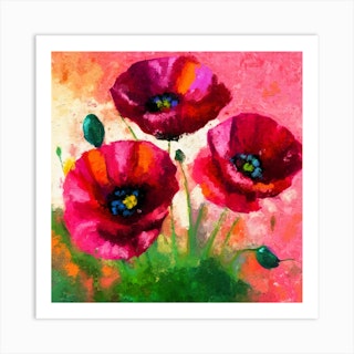  Red Poppy Flower Watercolor T-shirt Abstract Painting