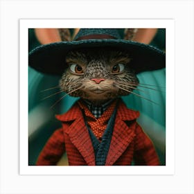 Cartoon 3d Rabbit In Hat and Suit Art Print