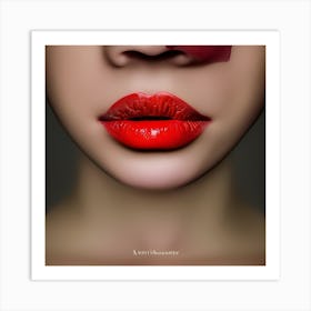 Woman With Red Lips1 Art Print