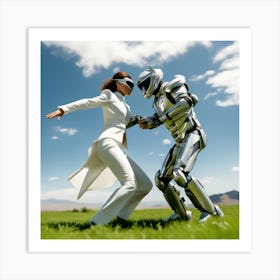 Robots In The Grass 2 Art Print