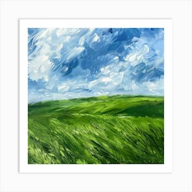 Green Grass And Blue Sky Art Print