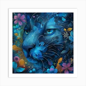 Blue Panther Art Print