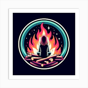 Girl With Fire Art Print