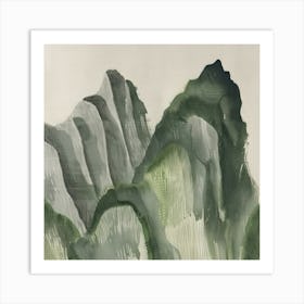 Japanese Watercolour Of Mount Myogi 2 Art Print