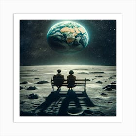 Earth And The Moon Art Print