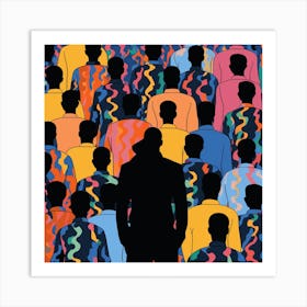 Silhouette Of A Man In A Crowd Art Print