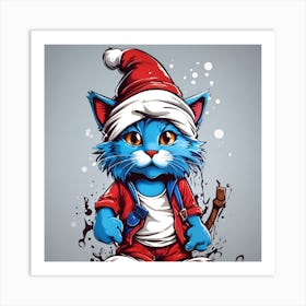 Santa Cat Art Print