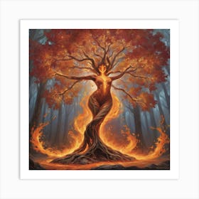 Fire Tree Dance Art Print 2 Art Print