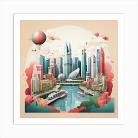 Singapore Geometric City Illustration Art Print 0 Art Print