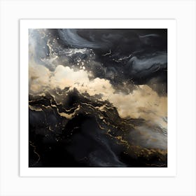 Golden Serenity: Shimmering Waters in Monochromatic Bliss Art Print