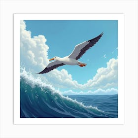 Graceful Albatross Soaring Over The Ocean Waves 2 Art Print