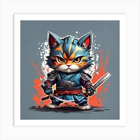 Samurai Cat Art Print