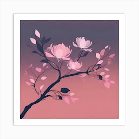 Branch with pink flowers Art Print