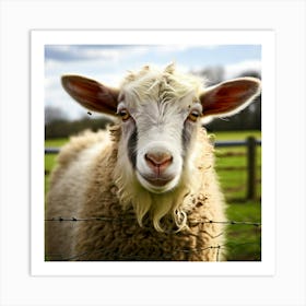 Fur Pet Cute Wool Farm Animal Wood Countryside Head Shot Country Head Graze Mammal Green (2) Art Print