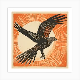 Retro Bird Lithograph Eurasian Sparrowhawk 1 Art Print