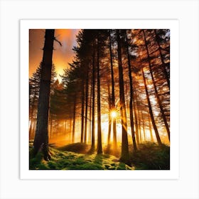 Sunrise In The Forest 25 Art Print