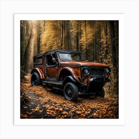 Old Jeep In The Woods Art Print