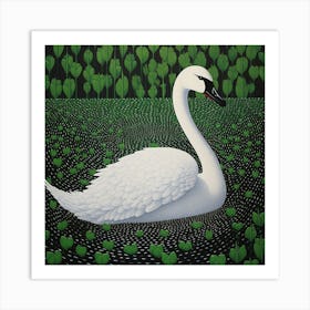 Ohara Koson Inspired Bird Painting Swan 3 Square Art Print