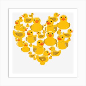 Rubber Duck Heart Valentine Day As Family, Kids, Boy Girl Art Print