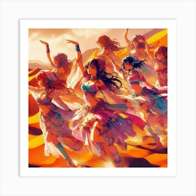 Group Of Girls In The Desert Art Print