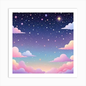 Sky With Twinkling Stars In Pastel Colors Square Composition Art Print