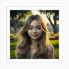 Asian Girl In Park 1 Art Print