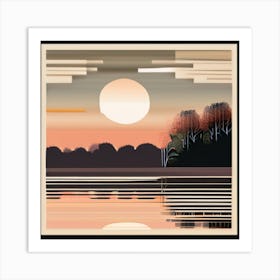 Sun Fading Over The Lake Art Print