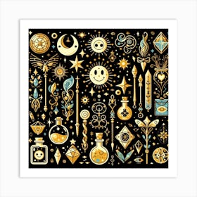 Gold Doodles 3 Art Print