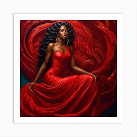 Beautiful Woman In Red Art Print