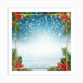 Christmas Background With Frame Art Print