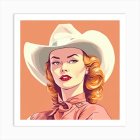 Cowgirl Portrait Face 2 Art Print