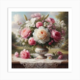 Peonies In A Vase 1 Art Print