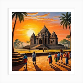 Konark Sun Temple, India Cubism Style Art Print