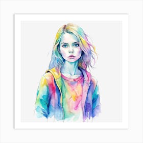 Girl With Rainbow Hair 5 Art Print